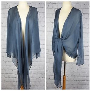Eileen Fisher Silk Open Front Waterfall Cardigan